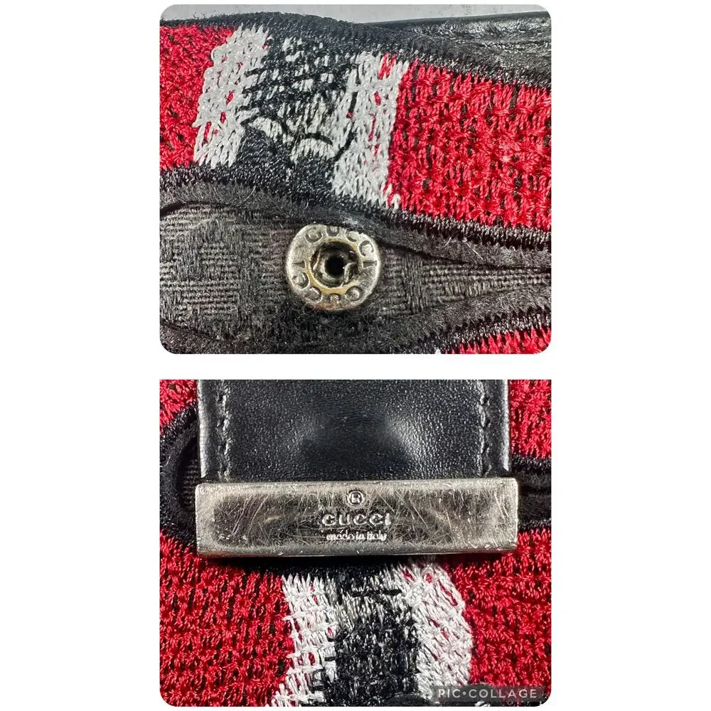 Gucci GG Monogram Canvas Leather Trim Bifold Wallet Kingsnake Bee Continental